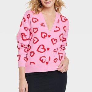 BRAND NEW WITH TAGS Target Pink and Red Heart Sweater Cardigan